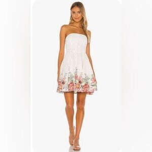 NWT Zimmermann Bellitude Bustier Short Dress Ivory Floral US 6